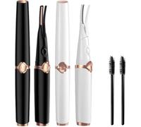 2Pcs Riki Heated Eyelash Curler,2 in 1 Electric Eyelash Curler Lash Curler with Comb,Certainly 3 Heating Modes,Anti-Burn 24H Lasting (Black*2)