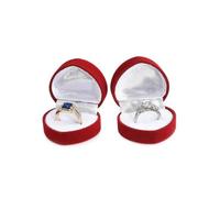 2pcs Romantic Red Love Heart Velvet Ring Box