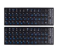 2PCS Russian Keyboard Stickers Russian-English Keyboard Letters Replacement Sticker Blue Font with Black Background for PC Computer Laptop