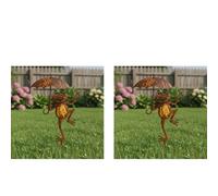 2pcs Rusty Metal Frog Garden Stakes Weather-Resistant Classic Simple Iron Outdoor Decor Multi Purpose Charming Frogs Garden Art for Balcony&Outdoor Landscape Enhancement