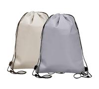 2pcs sac isotherme, sac isotherme à cordon de serrage, pliable et réutilisable, sac en aluminium, sac isotherme, adapté au travail, à l'école, aux voyages(beige, grigio)