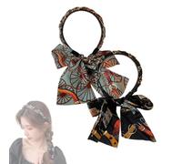 2PCS Satin Fabric Hair Bands, Adjustable Retro Satin Cross Knotted Fabric Headband With Tie, Retro Satins Cross Knotted Headband for Women (2PCS-C, One Size)