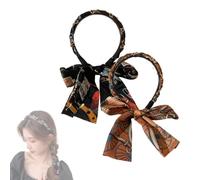2PCS Satin Fabric Hair Bands, Adjustable Retro Satin Cross Knotted Fabric Headband With Tie, Retro Satins Cross Knotted Headband for Women (2PCS-A, One Size)