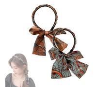 2PCS Satin Fabric Hair Bands, Adjustable Retro Satin Cross Knotted Fabric Headband With Tie, Retro Satins Cross Knotted Headband for Women (2PCS-B, One Size)