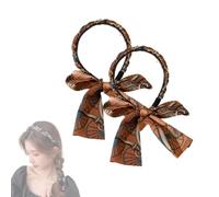 2PCS Satin Fabric Hair Bands, Adjustable Retro Satin Cross Knotted Fabric Headband With Tie, Retro Satins Cross Knotted Headband for Women (2PCS-D, One Size)