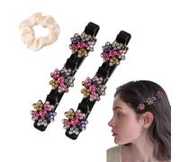 2pcs scintillante pietra di cristallo capelli intrecciati clip, fiore strass capelli clip treccia capelli anatra Bill clip Accessori per capelli intrecciati clip per le signore e le ragazze