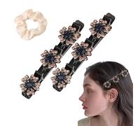 2pcs scintillante pietra di cristallo capelli intrecciati clip, fiore strass capelli clip treccia capelli anatra Bill clip Accessori per capelli intrecciati clip per le signore e le ragazze