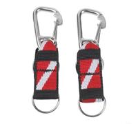 2pcs Scuba Split Ring Clip 13cm Dive Flag Strap | Split ring and clip per combo, one-hand operation, holds whistle or flashlight, secure attachment, dive flag included