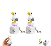 2PCS Seagull Mine Sound Button Keychain,Rechargeable Fidget Clicker with Real Sound & LED Light,Mine Little Bird Voice- Interactive Desk Stress Relief Toy Gifts for Adults(A)