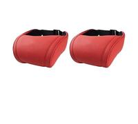 2pcs Seat Headrest Travel Rest Neck Pillow PU Leather Memory Foam Pillows Car Accessories per Guida(2 PCS Red)