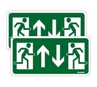 2pcs Segnali di sicurezza Uscita di emergenza Segnale di uscita dal muro, 20x10cm, giù e su Uscita
