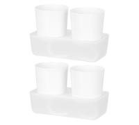 2Pcs Self Watering Plastic Planters White Mini Pots for Indoor Plant Gardening
