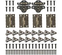2PCS Serratura Antica Bronzo, 4PCS Cerniere Decorative Vintage, 16PCS Protezioni Angolari Vintage, con Viti, Protezioni Decorative D'angolo, Cerniere Quadrate, per Mobili,Scatole di Legno,Portagioie