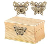 2pcs Serratura Antica Vintage Design Alloy Latch Retro a Forma di Farfalla Decorativo Blocco Serratura Hasp Pad con 12 Viti per Legno Contenitore di Monili