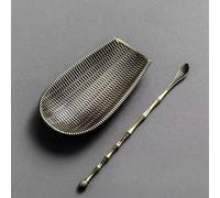 2pcs / Set Mano Metallo Lega Tè Cucchiaio Vassoio da Tè Cinese Arte Accessorio