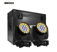 2PCS SHEHDS LED Fascio e Wash19x15W RGBW Zoom Luce a testa mobile con Flight Case per DJ Disco Bars