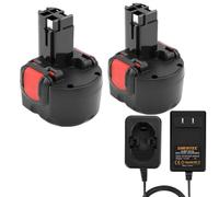 2pcs Shentec 9.6V 4.5Ah NI-MH Batteria + Caricabatteria di sostituzione per la Batteria Bosch PSR 960 BAT048 BAT100 BAT119 2607335272 2607335461 GSR 9.6VE-2 PSR 9.6VE-2 PSR960 23609 32609-RT