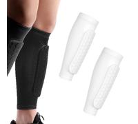 2PCS Shin Guards with Compression Sleeves, Honeycomb Pads - Lightweight Leg Protective Gear for Soccer, Football, Baseball, Boxing - Fit for Youth, Adult & Kids (A,XL)