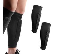 2PCS Shin Guards with Compression Sleeves, Honeycomb Pads - Lightweight Leg Protective Gear for Soccer, Football, Baseball, Boxing - Fit for Youth, Adult & Kids (B,L)