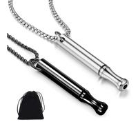 2pcs Sigaretta Finta per Smettere di Fumare,Collana Smettere Fumare,per Donna Uomo Collana Acciaio Inossidabile Rallentare Il Respiro,Argento, Nero
