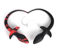 2Pcs Silicone coda di volpe feticcio culo giocattolo coppia Cosplay giocare giocattoli ruolo strada (nero rosso)
