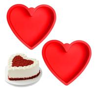 2PCS Silicone Tortiera Forma di Cuore,25.4,Teglia per Torta a Forma di Cuore,Stampo Silicone Per Cottura Torte a cuor, Budini