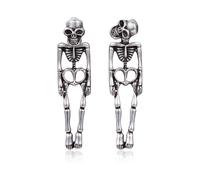 (2pcs)Skeleton Earrings for Women Men Silver Long Drop Fun Charms Western Men's Earrings Goth Fun Vintage Anime Punk Halloween Gothic Jewelry