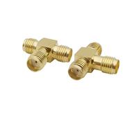 2Pcs SMA Femmina A 2pcs SMA Femmina Jack T Tipo RF Connettore Coassiale Splitter A 3 Vie Un Punto Due SMA Femmina Tee Gomito Adattatore