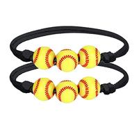 2PCS Softball Bracciale Bomboniere Giallo Softball Perline Braccialetti Braccialetto di Perline Softball Per Ragazze Ragazzo Adolescenti Sport Compleanno Softball Favori Collana Giada, Misura unica