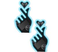 2PCS Solar Powered Finger Heart Car Window Light,Wireless LED Finger Heart C-Pillar Ambient Light,Romantic Window Ambient Lighting,Rechargeable Love Atmosphere Lights with Suction Cup (Ice Blue)