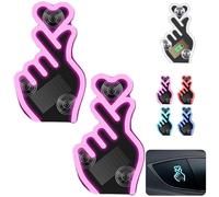 2PCS Solar Powered Finger Heart Car Window Light,Wireless LED Finger Heart C-Pillar Ambient Light,Romantic Window Ambient Lighting,Rechargeable Love Atmosphere Lights with Suction Cup (Pink)