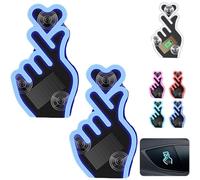 2PCS Solar Powered Finger Heart Car Window Light,Wireless LED Finger Heart C-Pillar Ambient Light,Romantic Window Ambient Lighting,Rechargeable Love Atmosphere Lights with Suction Cup (Blue)
