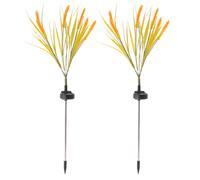 2pcs Solar Powered Prato inglese Simulated Wheat Lights Garden Steke Light