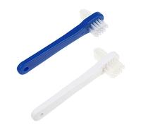 2Pcs Spazzola per Protesi a Doppia Testa Spazzola per La Pulizia Della Protesi Dentaria Strumento per La Pulizia Della Dentiera Spazzolini da Denti a Doppia Testa per La Cura