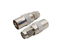 2Pcs Spina maschio SMA a IEC TV Jack femmina Connettore cavo coassiale RF dritto Adattatore for placcatura in nichel