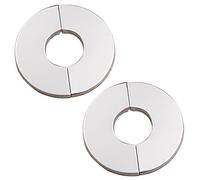 2PCS Split Due Pezzi Cromato Valvola In Acciaio Inox Rubinetto/Copertura Del Rubinetto/Valvola Coperchio Del Foro Rubinetto Plug--in Collare Argento per 42mm Foro