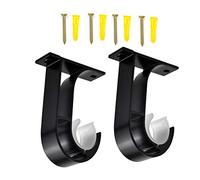 2pcs Staffa per Bastone per Tende, Staffe per Aste per Tende, Supporto Bastone per Tende, Supporto Staffa per Montaggio a Soffitto, Staffe per Asta Armadio, Adatto per Aste con Diametro di 28mm, Nero
