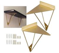 2pcs Staffe Per Mensole, Supporto Per Mensole Metalliche Sospese Da 15/20/25cm, Staffe Per Mensola Triangolare Pesanti, Supporto Per Mensola Decorativa a Parete,gold-23x19cm/9.1 * 7.5in