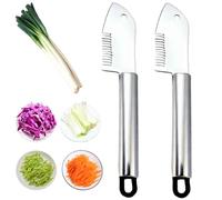 2pcs Stainless Steel Multi-Purpose Julienne Peeler,Precision Julienne Blade,Vegetable Juliennes Slicer Handheld,Kitchen Shredder Tool With Hanging Hole for Fruit,scallions,Potatoes,Carrot