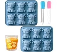 2Pcs Stampo In Silicone Per Cubetti Di Ghiaccio a Forma Di Mucca Delle Highlands In 3D, Stampo In Silicone Per Cubetti Di Ghiaccio, Stampo Per Cioccolatini, Caramelle, Bevande e Dolci Fatti In Casa
