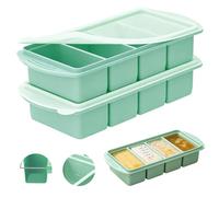 2PCS Stampo per congelatore in silicone con coperchio, 4 Scomparti Stampi per Contenitore del Congelatore per Zuppe, 250 ml Grande Vassoio del Cubo di Ghiaccio per Zuppa, Brodo, Salsa e Pappa Neonato