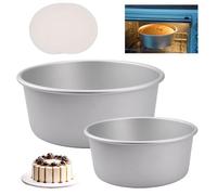2Pcs stampo torta, Stampi per Torte Alluminio Rotonda, Tortiera Riutilizzabile, Antiaderente Teglie per Dolci con 50 Carta da Forno, Teglie per Torte di Compleanno, Cheesecake, Layer Cakes (5''/7'')