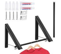 2pcs Stendibiancheria Retrattile per Lavanderia, Asta 80cm Nero