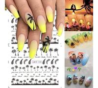 2pcs stile tropicale estate palma design adesivi per unghie albero di cocco carta di trasferimento dell'acqua decalcomanie per unghie fai da te nail art decor-palma