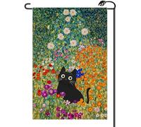 2Pcs Striscione Cats Black Flower Spring Bandiera Da Giardino