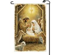 2Pcs Striscione Christmas Jesus Nativity Scene Winter Holy Night