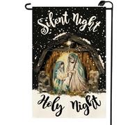 2Pcs Striscione Silent Night Holy Night Jesus Nativity Bandiera Da Giardino