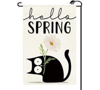 2Pcs Striscione Spring Cats Black Daisy Flowers