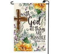 2Pcs Striscione Spring Summer Sunflower Cross With God All