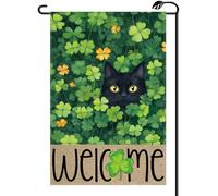 2Pcs Striscione St Patricks Day Cats Black Shamrock Clover